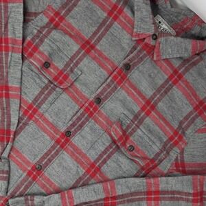 Lucky Brand Saturday Stretch Flannel Shirt‎ L/S Men's Small Red & Gray Plaid